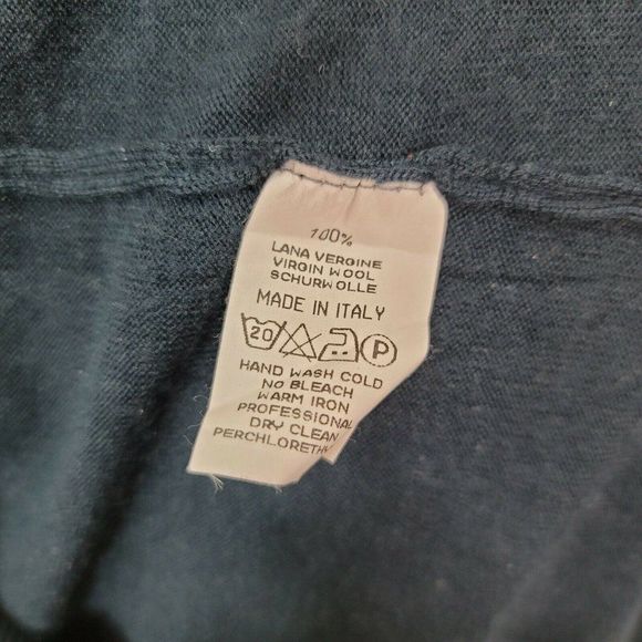 GRAN SASSO Mens 2XL Vintage Wool Crewneck Jumper Navy Sweater Lightweight Italy - Picture 7 of 7